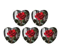 Blooming Red Rose Car Air Freshener Hanging Incense Chips 5 Pack Automotive Scented Hanging Sheets for Car Home Auto Interior Decor Love Form,Black-Style