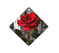 Blooming Red Rose Car Air Freshener Hanging, Long Lasting Scented Car Aromatherapy Tablets, Rhombus Fragrance Scented Cards for Vehicles, Bedroom, Wardrobe White-style