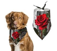 Blooming Red Rose Dog Bandana Washable & Adjustable Triangle Scarf, Breathable Pet Scarf for Small Medium Large Pets, Cute Fashion Pet Accessory
