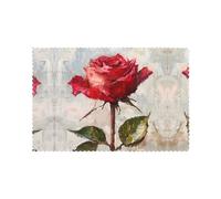Blooming red roses 6-Piece Printed Placemat Set | 12x18-Inch Insulated Tabletops | Ideal Home Decor to Elevate Everyday Dining