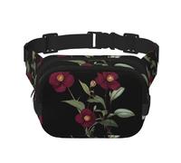 Blooming red roses Pattern trendy fashionable waist bag, unisex travel sports messenger bag
