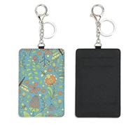 Blooming Roses Swipe Card Holder with Key Chain Bus Pass Holder for Women Men with 2 Card Slots Slim Wallet for Nurse Teacher Student Meal Bank Credit Cards Daily Use Paramedic Accessories