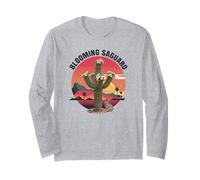 Blooming Saguaro Cactus Desert Sunset Graphic Long Sleeve T-Shirt
