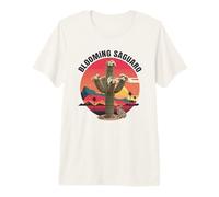 Blooming Saguaro Cactus Desert Sunset Graphic Premium T-Shirt