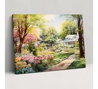 Blooming Suburban Canvas Print - Harlem, Watercolor Painting, Canvas Print, Suburban, 28" x 20"