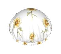 Blooming Sunflowe Luxury Reusable Shower Cap For Women Double Layer Protective Elastic For Women Spa Salon