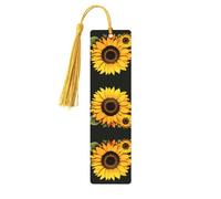 Blooming Sunflower -Print Wooden Bookmarks with Tassel for Readers and Book Lovers - Artistic Handmade Gifts for Teachers Colleagues Office Desk Decor.