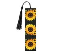 Blooming Sunflower -Print Wooden Bookmarks with Tassel for Readers and Book Lovers - Artistic Handmade Gifts for Teachers Colleagues Office Desk Decor.