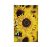 Blooming Sunflowers Print Golf Bag Towel With Clip 24x16in Microfiber Waffle Accessory For Clubs Balls Golfers Gift