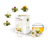 Blooming Tea in Cupsize - Flowering Tea Gift Set with 200 ml Glass Tea Cup and 8 Tea Flowers - White Tea