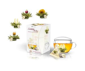 Blooming Tea in Cupsize - Flowering Tea Gift Set with 200 ml Glass Tea Cup and 8 Tea Flowers - White Tea