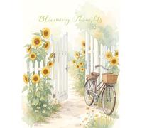 Blooming Thoughts: nspirational Sunflower Bicycle Diary: 8.5 x 11 Large Aesthetic Notebook, 120 College Ruled Pages, Floral Watercolor Illustration Journal for Women and Gift