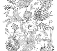 Blooming Wall Black White Elegant Modern Lotus Lily Leaf Peel and Stick Wallpaper Self-Adhesive Prepasted Wallpaper Wall Mural Wall Decor (17.7“x118”, Black/White)