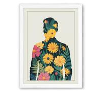 Blooming Within Botanical Framed Wall Art Print A2 (59.4×42cm) White, Wall Decor for Living Room, Bedroom, Office & Home, Ready to Hang, Art Gift