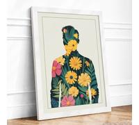 Blooming Within Botanical Framed Wall Art Print A4 (29.7×21cm) White, Wall Decor for Living Room, Bedroom, Office & Home, Ready to Hang, Art Gift