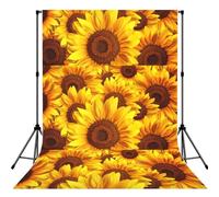 Blooming Yellow Flower Printed Photography Background, Reinforced Stitched Edge Cloth, Smooth Backdrop for Portraits