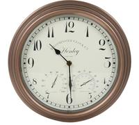 Bloomingtons Direct 12" Round Wall Clock With Thermometer Hygrometer, Indoor Semi-Outdoor Modern Silent Non-Ticking Outside Temperature Clock for Garden,