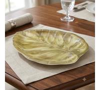 Bloomingtons Direct 16 Inches Set of 2 Leaf Serving Plate Serving Leaf Appitizer Platter Indoor Outdoor Display Fruit Snacks Appetizer Sushi Food Decorative Serve Plate (16", Set of 2)