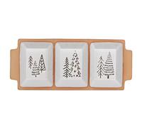 Bloomingtons Direct 3 Compartments Snack Appetizer Trays Christmas Dessert Serving Dishes Snack Platter Christmas Serving Tray Fruit Cheese Dessert Tray Plate for Christmas