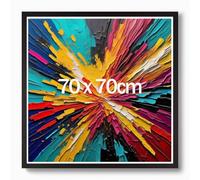 Bloomingtons Direct 70x70cm Square Picture Photo Frame with Styrene Glass 70x70cm Photo Frame Without Mat Wall Hanging 70x70cm Poster Frame, Black