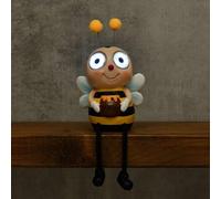 Bloomingtons Direct Animated Eyes Solar Light Ladybird/Honeybee Outdoor Sitting Ornament with Dangly Legs Patio, Fence, Shelves, Auto On At Dusk, No Wiring, Rechargeable Battery Included (Honeybee)