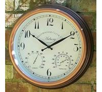 Bloomingtons Direct Astbury 12" Round Wall Clock With Thermometer Hygrometer, Indoor Semi-Outdoor Modern Silent Non-Ticking Outside Temperature Clock for Garden,