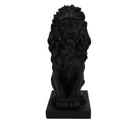 Bloomingtons Direct Black Matte Sitting Lion in Crown Regal Lion Statue Ornament Crown Lion Figurine