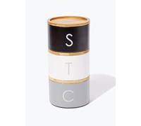 Bloomingtons Direct Black Stackable Kitchen Storage Canisters, 3pk Tea, Coffee, Sugar Metal Stacking Canisters Set with Wooden Lids Storage Jars Canisters