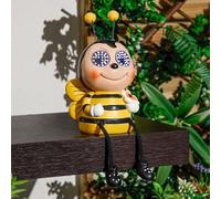 Bloomingtons Direct Blinking Eyes Solar Light Honeybee Outdoor Sitting Ornament with Dangly Legs Patio, Fence, Shelves, Auto On At Dusk, No Wiring, Rechargeable Battery Included (Honeybee)