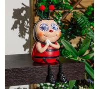 Bloomingtons Direct Blinking Eyes Solar Light Ladybird Moving Eyes Outdoor Sitting Ornament with Dangly Legs Patio, Fence, Shelves, Auto On At Dusk, No Wiring, Rechargeable Battery Included
