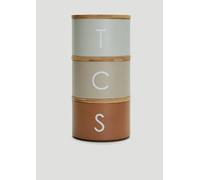 Bloomingtons Direct Brown Stackable Kitchen Storage Canisters, 3pk Tea, Coffee, Sugar Metal Stacking Canisters Set with Wooden Airtight Lids Storage Jars