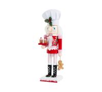 Bloomingtons Direct Chef Nutcracker Christmas 38cm Tall Wooden Nutcracker Soldier Figurine Kitchen Traditional Tabletop Puppet Nutcrackers Christmas Decoration