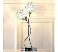 Bloomingtons Direct Crystal 2 Sphere Lamp, Globe Shape Light Chrome Bedside Table Lamp Sliver Bedroom Nightstand Light Modern Lamp for Living Room