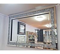 Bloomingtons Direct Crystal Crushed Jewel Wall Mirror with Loose Diamante - Horizontal Decorative Vanity Mirror for Living Room, Hallway, Bathroom, Make Up
