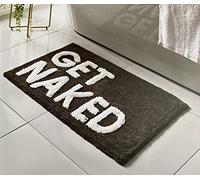 Bloomingtons Direct Get Naked Grey & White Bath Mat Super Soft & Non Slip Backing Water Absorbent Bathroom Rug with Pop Up Get Naked Letters