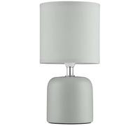 Bloomingtons Direct Grey Mini Bedside Table Lamp with Matte Base and Polyester Fabric Lampshade, Main Operated Table Lamp for Living Room