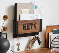 Bloomingtons Direct Key Holder for Wall Wooden Key Hooks Wall Mounted with Shelf Include Letter Holder & 3 Hooks, Key Racks for Wall and Mail Rack Organizer, Key Hanger for Living Room