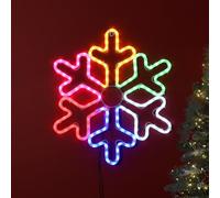 Bloomingtons Direct Large Multicolor Snowflake Window Light RGB Bright Digital Neon Window Light Rope Light Wall Mounted Snowflake Neon Sign for Christmas LED Silhouette Indoor and Outdoor Decoration