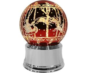 Bloomingtons Direct LED Santa Sleigh Glitter Spinning Snow Globe Decorative Warm Light Rotating Snow Globe Christmas Ornament
