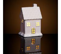 Bloomingtons Direct Lighted Ceramic Houses for Christmas Tabletop Decor, 1 Piece Christmas Village Light Up House Gold Outline, LED Christmas House Night Light Christmas