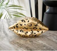 Bloomingtons Direct Lips Figurine Ornament Home Decor Ornaments Resin Gold Metallic Finish Decorative Figurine Collectible Statue for Modern Home Living Room Bookshelf Black Desk Decor