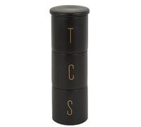 Bloomingtons Direct Matt Black Set of 3 Stackable Airtight Ceramic Kitchen Canisters for Tea, Coffee, Sugar and Dry Foods
