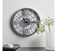 Bloomingtons Direct Metal Skeleton Wall Clock Silent Non-Ticking Battery Operated Vintage Metal Roman Numerals Round Modern Clocks For Living Room Decor