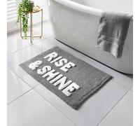 Bloomingtons Direct Microfiber Tuft Soft Bath Mat, Non-slip Bathroom Mats Machine-Washable, RISE & SHINE Shower Water Absorbent Bath Rug Durable Floor Mats 50 x 80cm