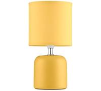 Bloomingtons Direct Mini Bedside Table Lamp with Ochre Base and Polyester Fabric Lampshade, Main Operated Table Lamp for Living Room, Bedroom