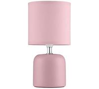 Bloomingtons Direct Mini Bedside Table Lamp with Solid Pink Base and Polyester Fabric Lampshade, Main Operated Table Lamp for Living Room