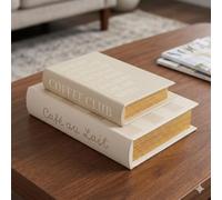 Bloomingtons Direct Pack of 2 Decorative Book Boxes Decorative Faux Leather Cover Book Storage Box, Wooden Decorative Storage Boxes for Books Bookshelf Decor Faux Book Set with Hidden Storage