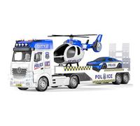 Bloomingtons Direct Police Car Toy for Kids 3 4 5 6 7 8 Years Old Friction Powered Truck with Light and Sound with Car and Helicopter Emergency Vehicle Toys for Boys Girls Gifts for Age 3