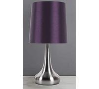 Bloomingtons Direct Purple Rimini Bedside Touch Lamp Fabric Drum Lamp Shade Touch Base Table Lamp Warm Light Table Lamp for Bedroom Night Light Lamp
