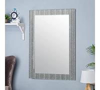 Bloomington's Direct Rectangle Wall Mirror, Silver Glitter Frame Decoration, 40 x 60 cm, Noir Wall Mounted Mirror